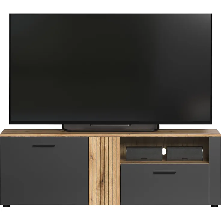 TV-Lowboard Esteban in grau und Eiche Evoke 150 cm