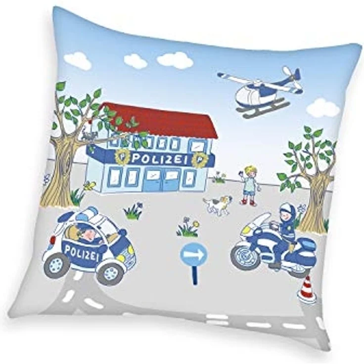 Herding Dekokissen Polizei Dekokissen 40x40cm hochfarbig bedruckt, Sehr anschmiegsam, kuschelig weiche Qualität – Bild 4
