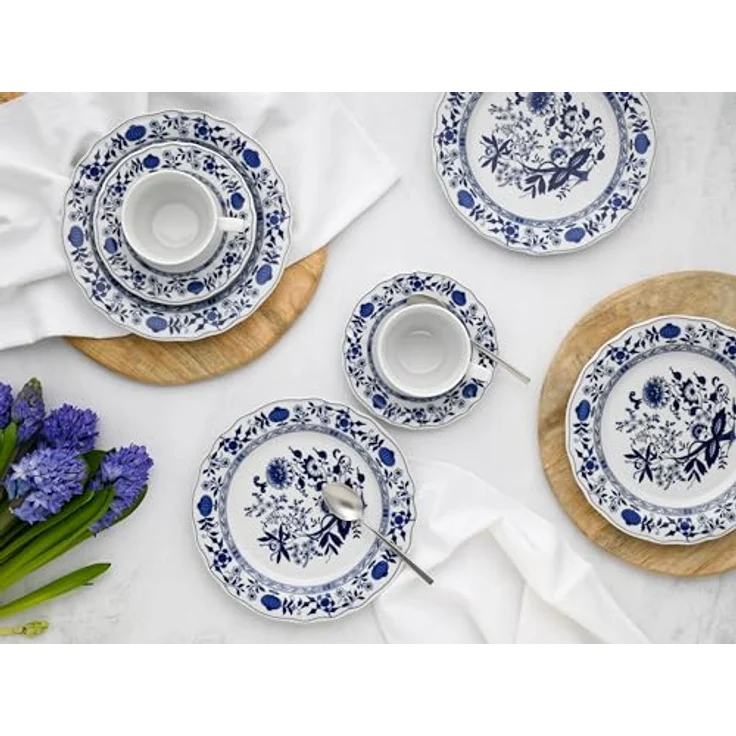 Creatable Kombiservice Flora Zwiebelmuster, 30-teiliges Geschirrset aus Keramik, Blau und Weiß, lebensmittelecht und stapelbar, 200 ml – Bild 3