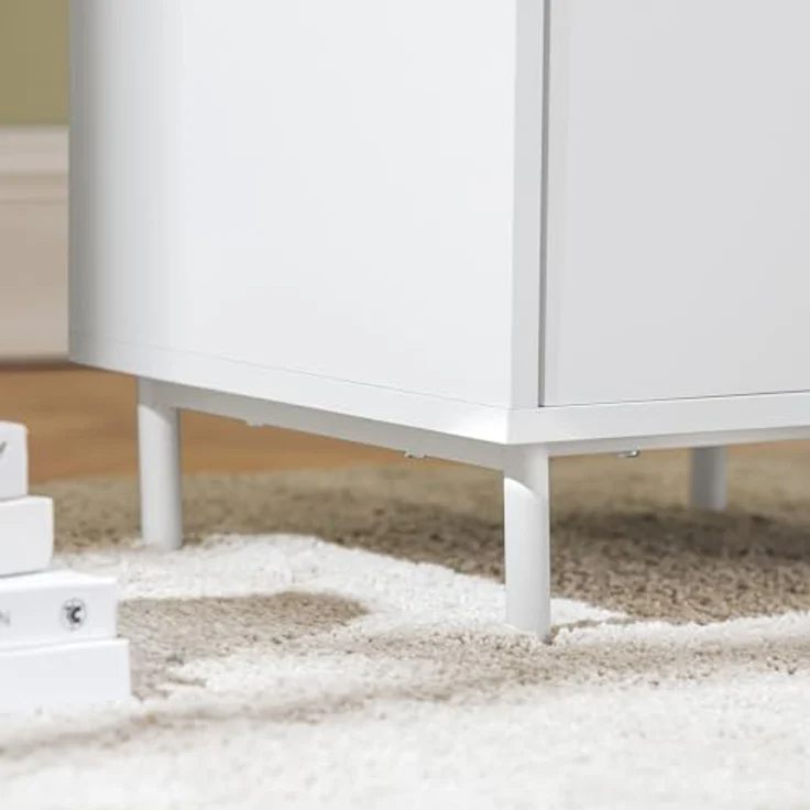 SoBuy Nachttisch FBT124-W, Beistelltisch mit 1 Tür, Weiß, modernes Design, Belastbarkeit bis 30kg, Maße 40x57x35cm – Bild 9