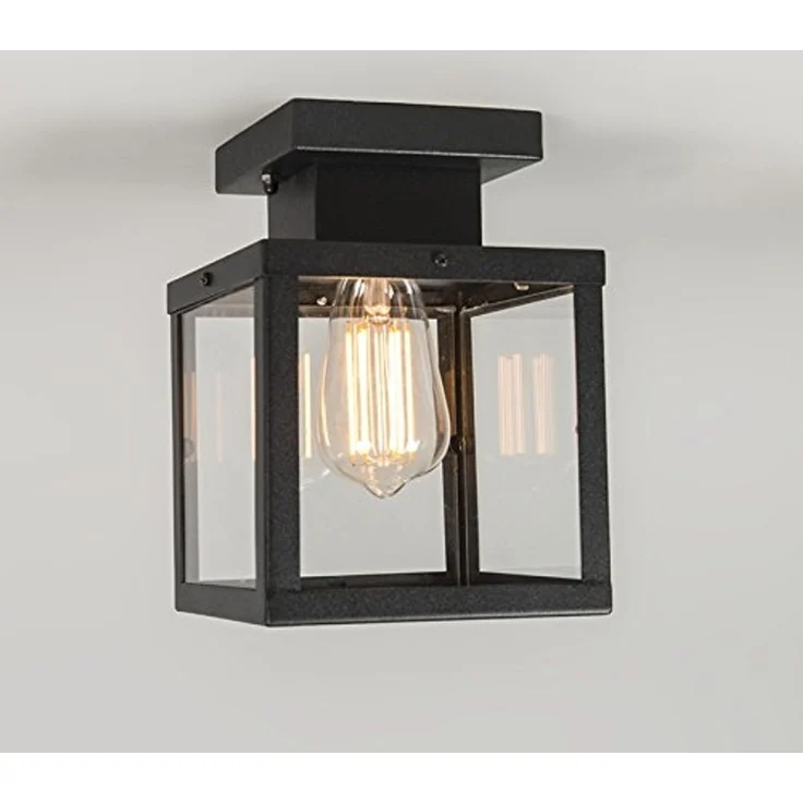 Qazqa Außen-Deckenleuchte Rotterdam, ohne Leuchtmittel, E27, Schwarz, Modern, Edelstahl, 1-flammig – Bild 5