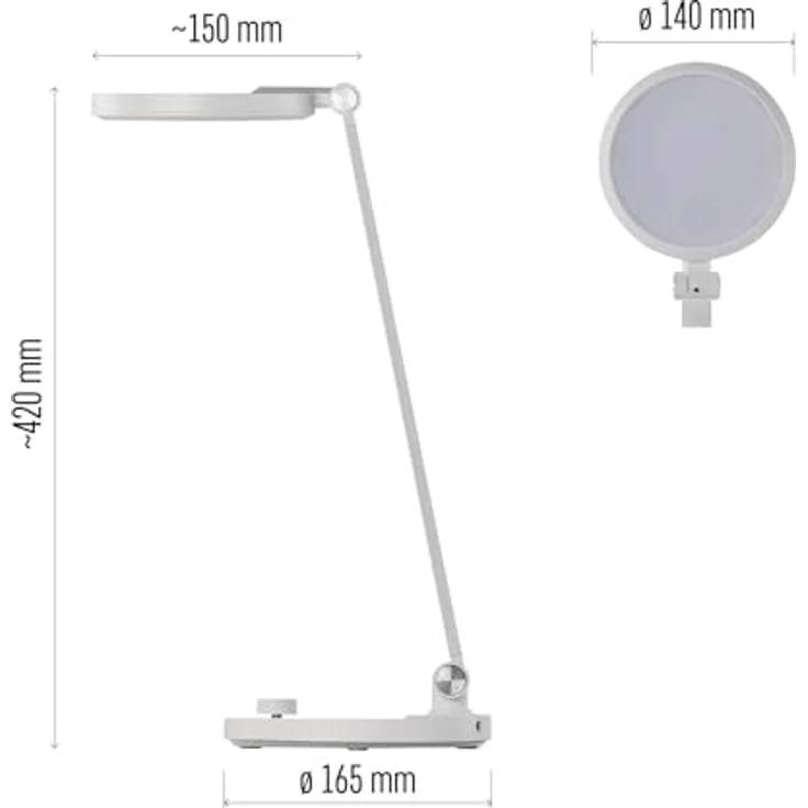Emos LED-Schreibtischlampe CHARLES, 7,6W, 550lm, dimmbar, klappbar und neigbar, Farbwechsel, 1,3m Kabel, weiß, Z7628W – Bild 3