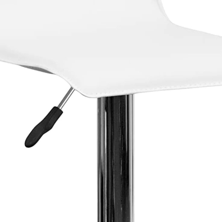 Flash Furniture Barstuhl, höhenverstellbar, modern, Vinyl, mit stabilem Sitz in Wellenform und Chrombasis, Hardwood-Mikrofaser, Weiß, 2 Stück – Bild 9