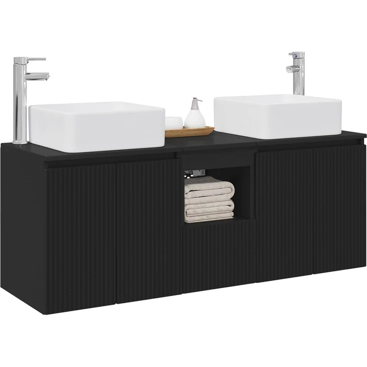 vidaXL Badezimmerschrank-Set 3 stk. Schwarz 129 x 41 x 80 cm 3405638 – Bild 3