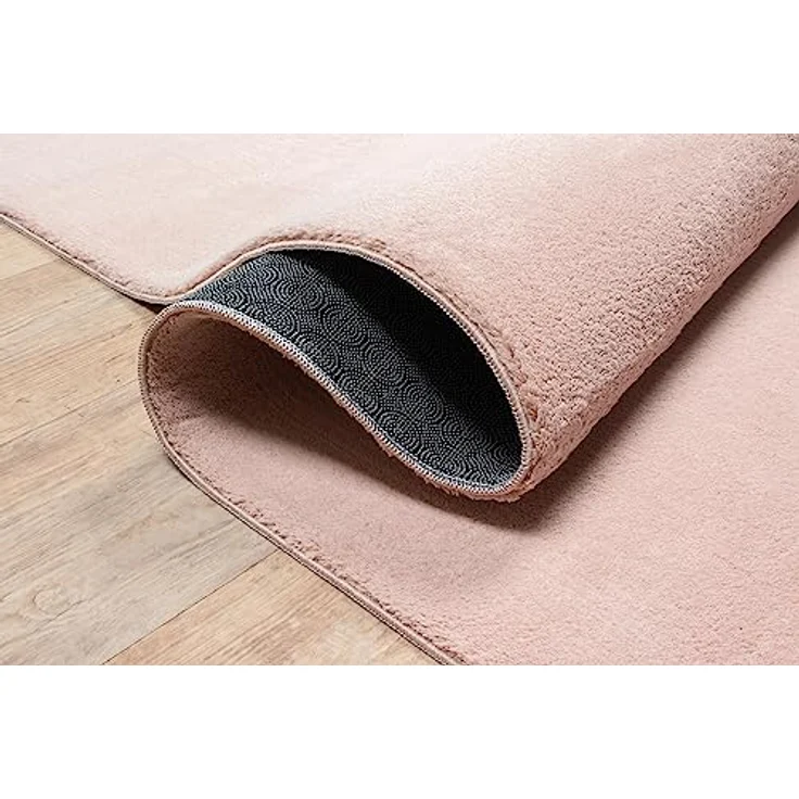 Mia's Teppiche Comfort Moderner Flauschiger Kurzflor Teppich, Anti-Rutsch Unterseite, Waschbar bis 30 Grad, Super Soft, Felloptik, Blush, 80 x 150 cm – Bild 5