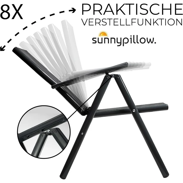 sunnypillow Gartenstuhl Nidriglehner 100 x 50 cm Klappstuhl für Garten Balkon Terrassen – Bild 3