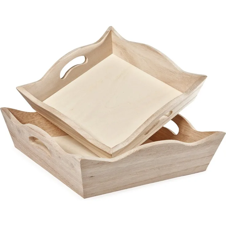 VBS Tablett, Rohholz, 2er-Set, Rohholz