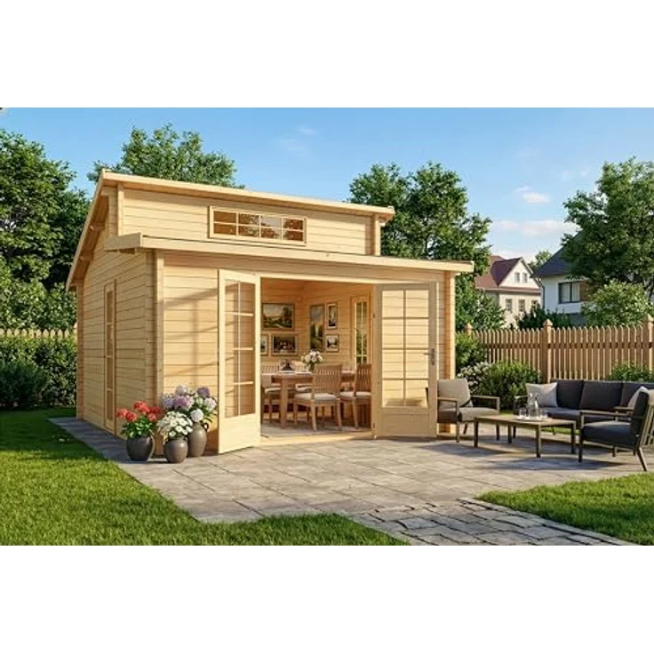 Alpholz Gartenhaus Lausitz ISO Gartenhaus aus Holz Holzhaus mit 40 mm Wandstärke Blockbohlenhaus mit Montagematerial – Bild 3