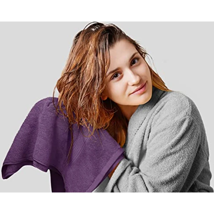 Utopia Towels - 8 teilig Handtücher Set aus Baumwolle mit Aufhänger - 2 Badetuch, 2 Handtücher und 4 Washclappen - (Pflaume) – Bild 4