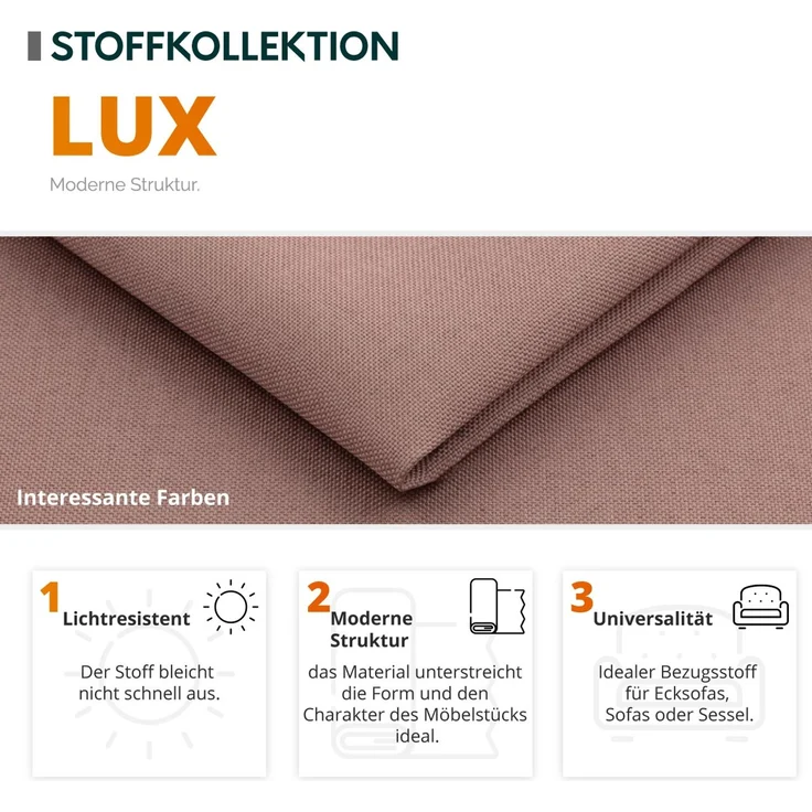 Ecksofa Montana (Farbe: Lux 03, Seite: Rechts) – Bild 6