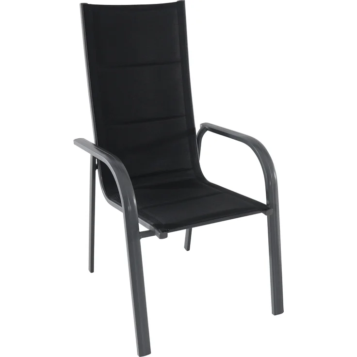 greemotion 'Grenada' Stapelsessel, wetterfest, ergonomisch, platzsparend, Aluminium anthrazit/schwarz, 60 x 110 x 69,5 cm – Bild 1