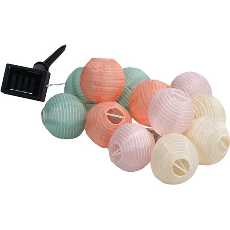 Dehner LED Solarleuchte Solar-Lichterkette Lampion mit 12 LED, 240 cm, bunt, Warmweiß, Schutzart IP44, Leuchtdauer 6 h – Bild 2