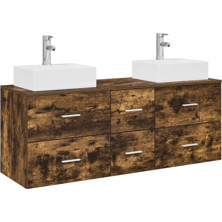 vidaXL Badezimmerschrank-Set 3 stk. Geräucherte Eiche 3405847 – Bild 2