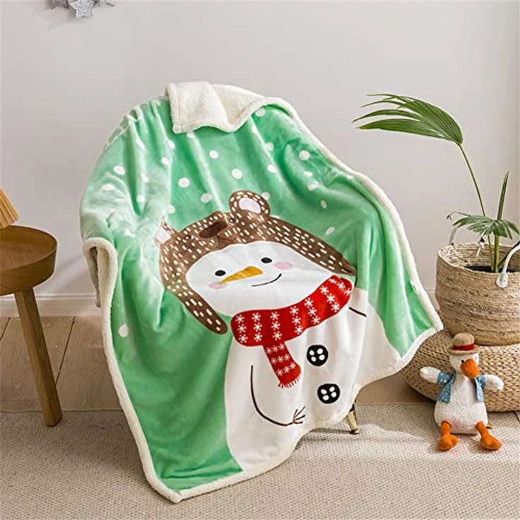 Fansu Doppelte Verdickung Babydecke/Kinderdecke Babys Flanell Kuschlige Sehr Weiche Decke für Babybett/Kinderwagen Neugeborenes Geschenk (100x140 cm,Schneemann) – Bild 2