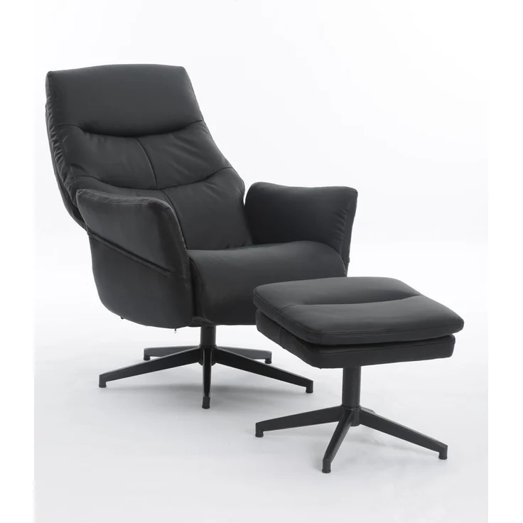 gepolsteter Relaxsessel mit Hocker - dunkelgrau – Bild 4