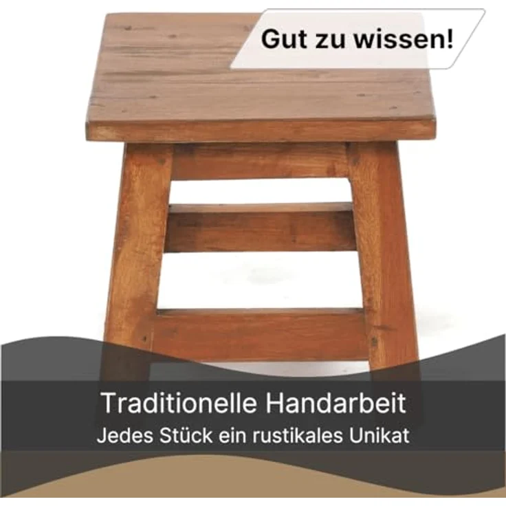 DESIGN DELIGHTS Hocker Fusshocker PALO, 27x26cm (HxB), rustikaler Holzhocker Massivhocker – Bild 7