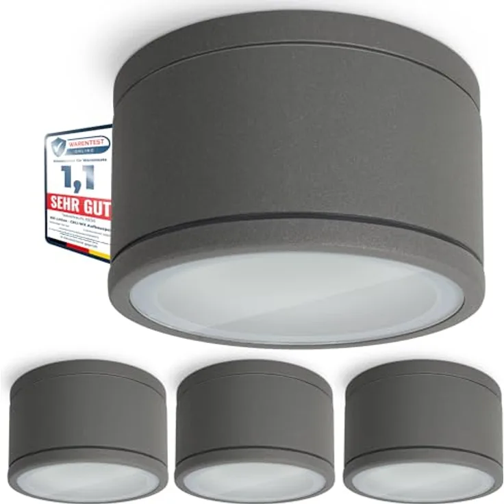 SSC-LUXon CELI-WX Aufbaustrahler 4 Stück, flach IP44 für Außen & Bad, anthrazit, Fassung für 1x GX53 (ohne Leuchtmittel)
