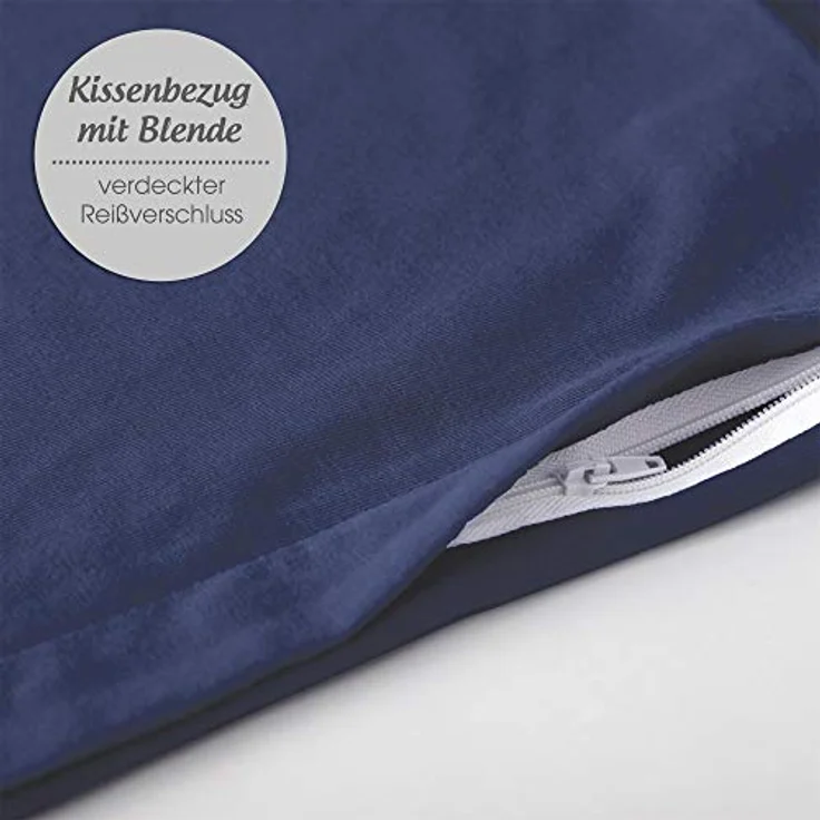 aqua-textil Classic Line Kissenbezug 2er-Set 20x120 cm dunkel blau Baumwolle Seitenschläferrolle Bezug Jersey Kissenhülle, Kopfkissenüberzug, Pillowcase, Bettkissen, Kopfkissenbezug, Reißverschluss – Bild 4