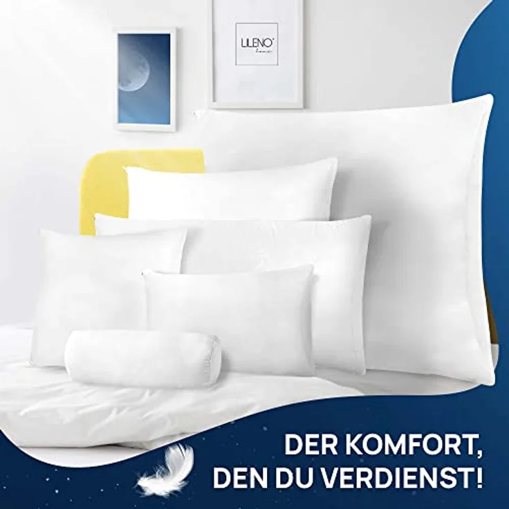 LILENO HOME Federkissen 60x60 cm [4er Set] - Kissen 60x60 cm aus Federn als Kopfkissen, Schlafkissen u. Bettkissen perfekt für Allergiker und Kinder - Federkernkissen mit je 850 g – Bild 9