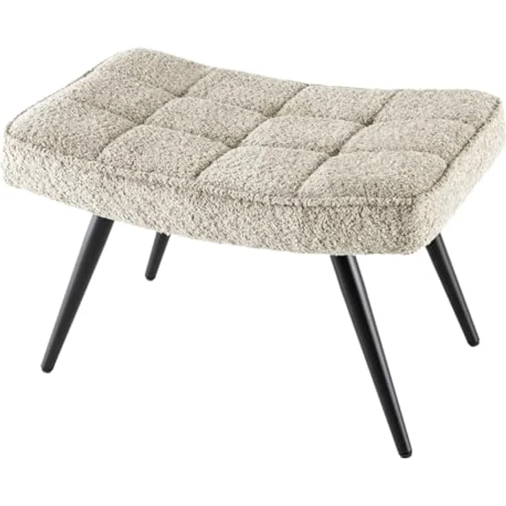 riess-ambiente Fußhocker SCANDINAVIA champagner greige / schwarz (Einzelartikel, 1 St), Wohnzimmer · Bouclé · Metall · Scandinavian Design – Bild 2