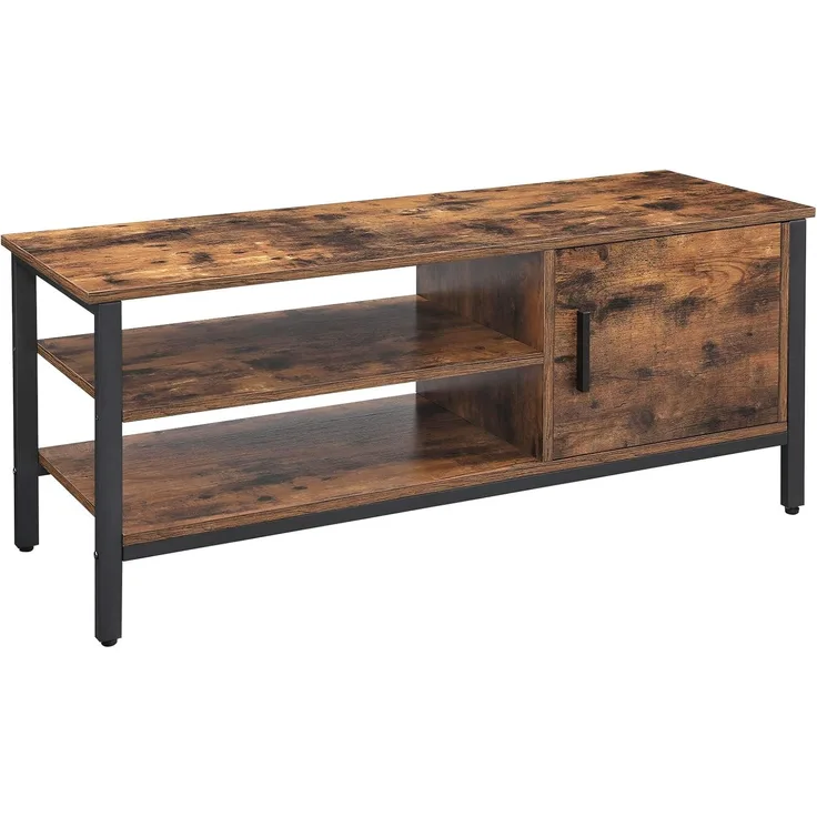 Vasagle TV-Schrank, für Fernseher bis 48 Zoll, Fernsehtisch, Lowboard mit Schrank und 2 Regalebenen, TV-Bank, Wohnzimmer, Flur, 110 x 40 x 45 cm, Industrie-Design, Vintage, Dunkelbraun von Songmics LTV42BX