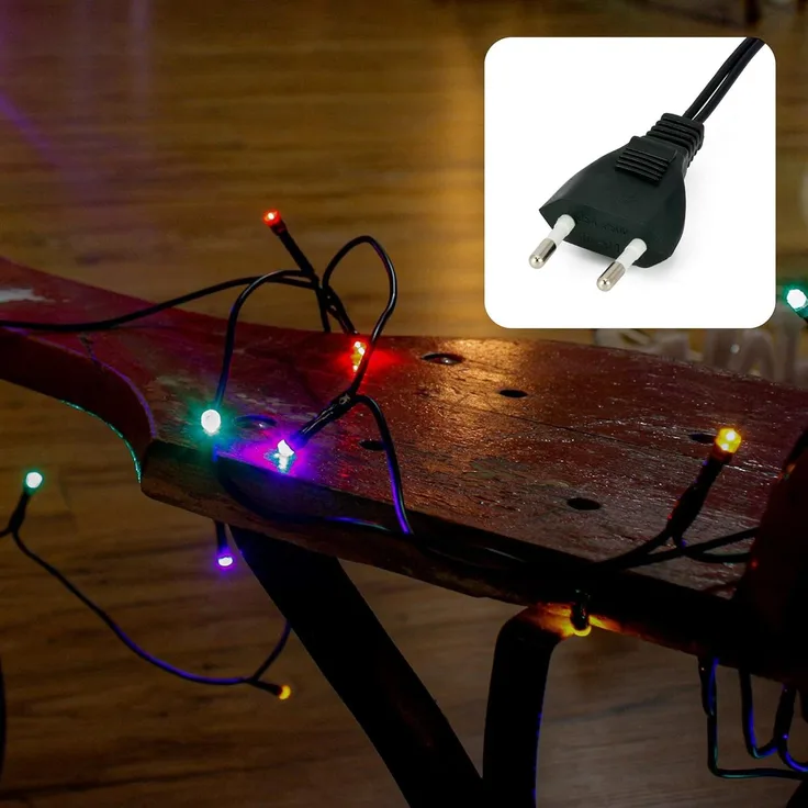 hellum LED Mini Lichterkette Innen, 50 bunte LED, 735cm beleuchtete Länge, mini lichterkette bunt innen mit Stecker, für Weihnachtsbaum oder Partybeleuchtung, 577594
