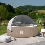 HOME DELUXE Outdoor Whirlpool inkl. Kissen, Getränkehalter und Sonnendach SPLASH - Ø208 cm 6 Personen Beige