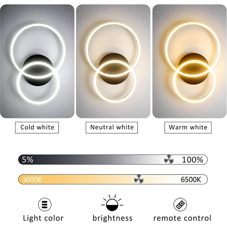 Nettlife LED Deckenleuchte Gold / Silber / Schwarz Wohnzimmerlampe Modernes Dimmbar 59 cm, LED fest integriert, Geeignet für Wohnzimmer, Schlafzimmer, Küche, Esszimmer, Büro – Bild 3