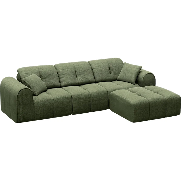 skølm 'Vanaheim' Sofa 3 Sitzer mit Hocker & 2 Kissen, Cloud Sofa dunkelgrün, Chenille-Stoff, Vollschaumcouch mit Federkern und Vakuum-Kompression, kein Aufbau erforderlich – Bild 11