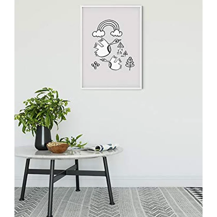 Komar Scribble Birdy Wandbild, hochwertiger Kunstdruck auf seidenmatter Basis, 40 x 50 cm, für Wohnzimmer und Schlafzimmer, ohne Rahmen, fotorealistische Druckqualität – Bild 2