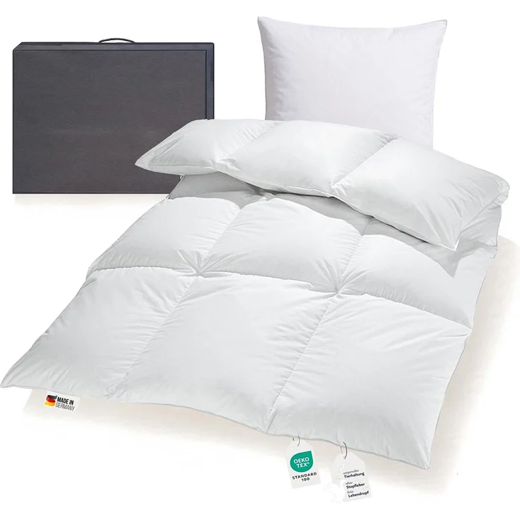 Bettenset extra warme 1200g sibirische Daunendecke + Kissen 135x200 – Bild 1