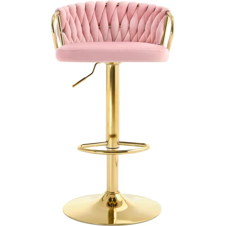Elegante Bar-Hocker,Soft-Kissen-Tisch-Hocker,Bequeme Sitze,Küchenstuhl,Kaffeestuhl(Es ist nur ein Bar Stuhl enthalten)--Rosa--50.5x49.5x98cm--YOUDENOVA – Bild 8