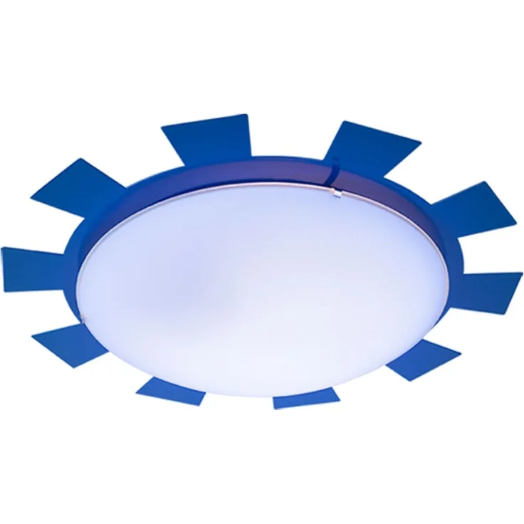 RGB LED Wand-/Deckenleuchte, Stahl blau, Glas weiß, D 35 cm