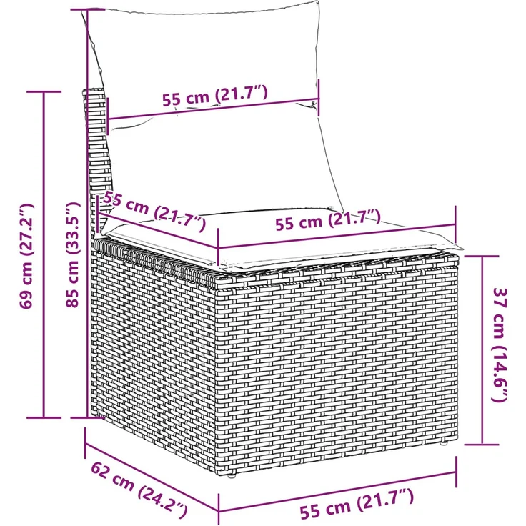 vidaXL Sofa Set 6 Stk. Braun [Synthetisch]: Poly Rattan 3346494 – Bild 10