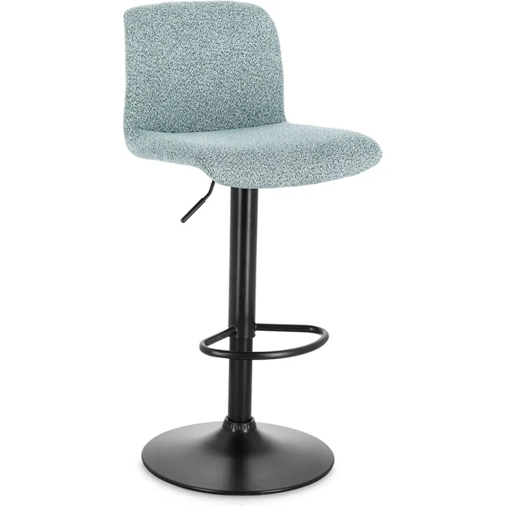 Barhocker Rafael 2er-Set, Stoff und Metall, modern höhenverstellbar, aquamarin-schwarz, gepolstert