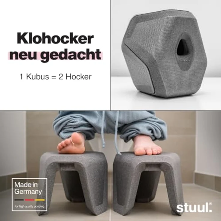 STUUL Toilettenhocker für Erwachsene, natürliche Hilfe bei Verstopfung und Hämorrhoiden, diskret und modern, 21cm x 22cm x 26cm, hergestellt in Deutschland – Bild 2
