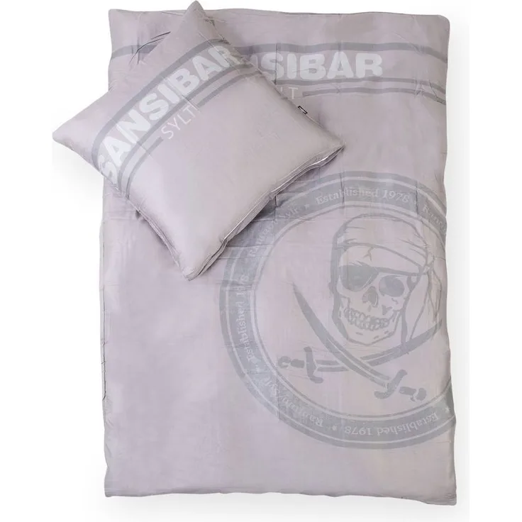 Sansibar Sylt Bettwäsche Bettwäsche SANSIBAR SKULL BL 135x200 cm grau Bettbezug Bettzeug