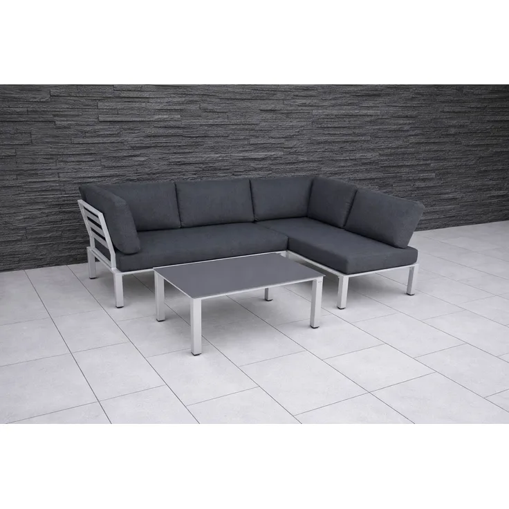elGiga | MWH Lounge-Set Widoo wetterfestes Gartenmöbelset aus Aluminium - silber