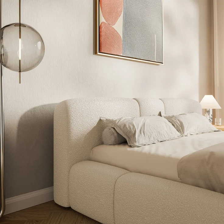 Selsey 'Bowia' Polsterbett 140x200 cm, Bettkasten, Bouclé Hellbeige – Bild 7