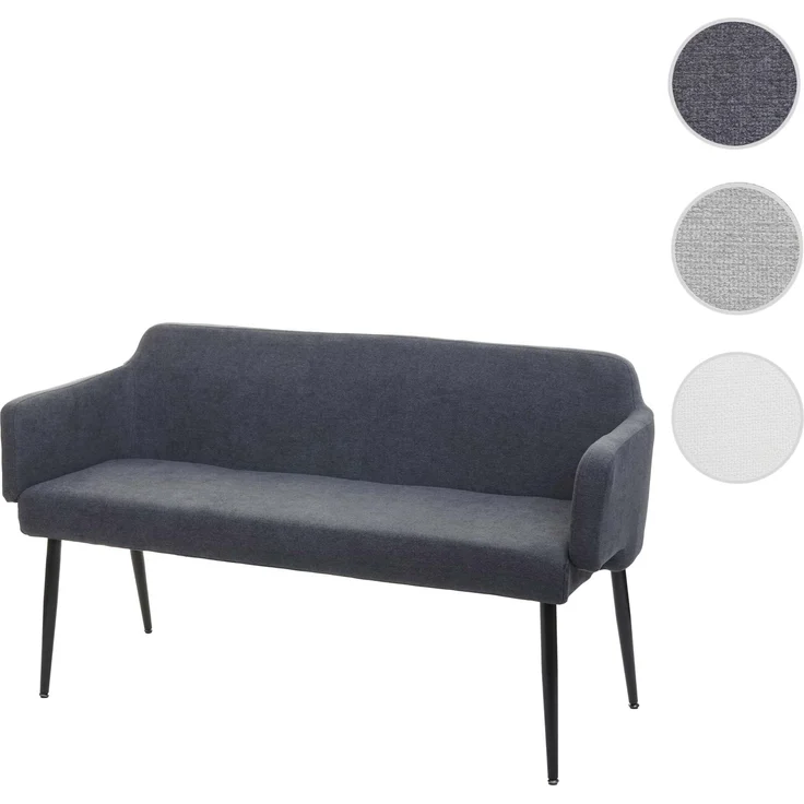 Sitzbank HWC-L13, Esszimmerbank Bank Polsterbank Garderobenbank Rückenlehne Armlehne Stoff/Textil 133cm ~ anthrazit – Bild 10