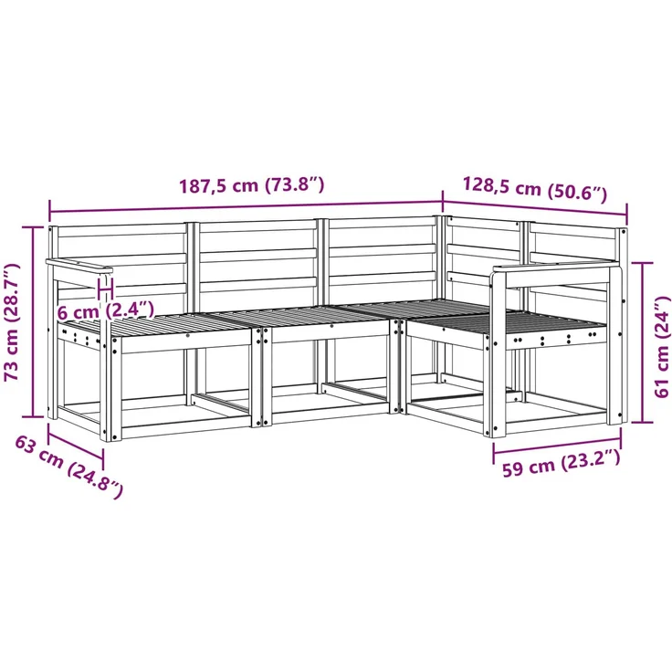 vidaXL Outdoor-Sofagarnitur 4 stk. 4-Sitzer Natur Massivholz Akazie 3366312 – Bild 8