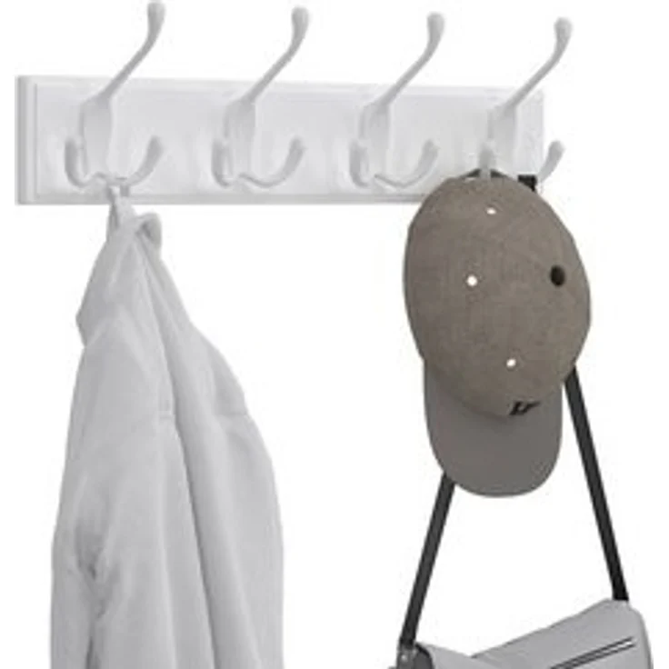 SONGMICS Wandgarderobe, Garderobenleiste, 4 Dreifach-Haken aus Metall, Hakenleiste für Kleidung, Taschen, für Flur Schlafzimmer Wohnzimmer, vormontiert, wolkenweiß LHRDE30WT – Bild 6