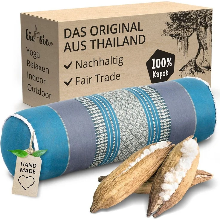 livasia Nackenrolle Nackenrolle, vegan und handgefertigt, Ø 17x56cm, Kapok