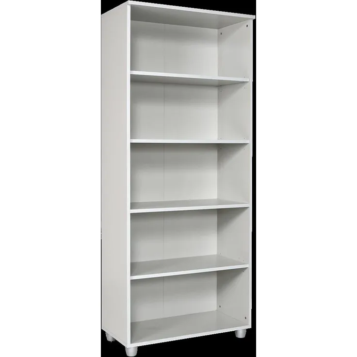 Furni24 Aktenschrank mit Fächern – Holzschrank fürs Büro und Homeoffice, mit 4 verstellbaren Regalbrettern, Ordnerregal Bücherschrank – Grau, 190 x 80 x 40 cm