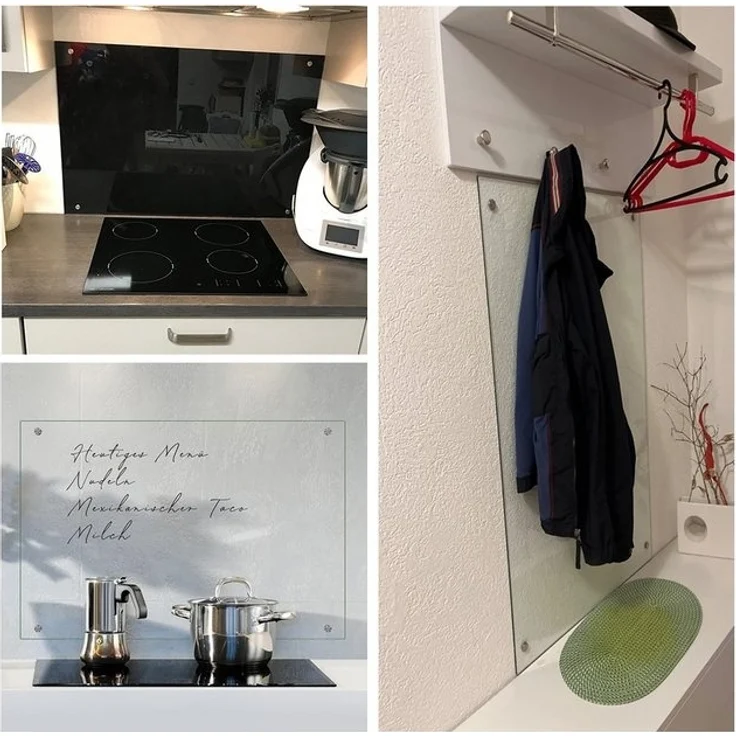 Küchenrückwand Spritzschutz Fliesenspiegel Küche Wandschutz Glas 6mm ESG Schwarz - 70x40CM – Bild 4