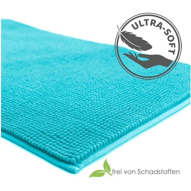 heimtexland Badematte Badvorleger Chenille Badteppich Duschvorleger, rutschhemmend beschichtet, Fußbodenheizung geeignet, schnell trocknend, strapazierfähig, fußbodenheizungsgeeignet, rutschfest, saugstark, Polyester, rechteckig, 50x80 cm, Hochflor, su... – Bild 4