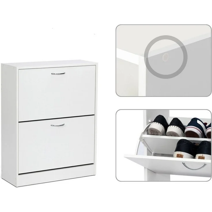 Mondeer Schuhschrank Schuhkommode mit 2 Schublade, Verstellbar mit Stauraum, praktisch, Weiß – Bild 3