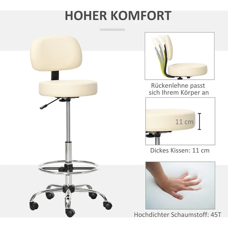 HOMCOM Barhocker Barhocker Modernes Design, 360°-Drehrollen – Bild 7