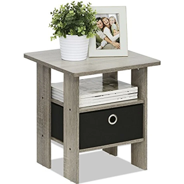 Furinno Andrey Beistelltisch Nachttisch mit Schublade, Dunkle Walnuss, 39. 37x39. 37x44. 45 cm – Bild 2