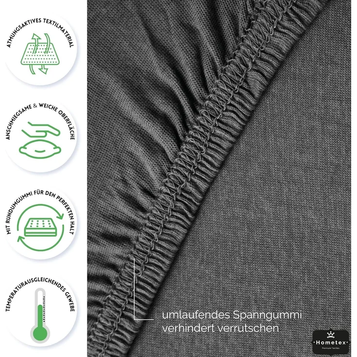 Hometex Premium Textiles Spannbettlaken Jersey Spannbettlaken 100% Baumwolle, Jersey, Gummizug: Rundumgummizug, Premium-Jersey Matratzenhöhe bis 23 cm – Bild 3